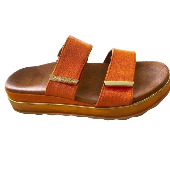 Vionic Shoes - Vionic Brandie Platform Metallic Orange Sandal Shoes Hook Loop Strap Womens 9.5
